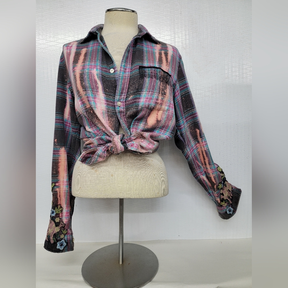 Pat Benatar Upcycled Rock Band Flannel - Picture 8 of 12